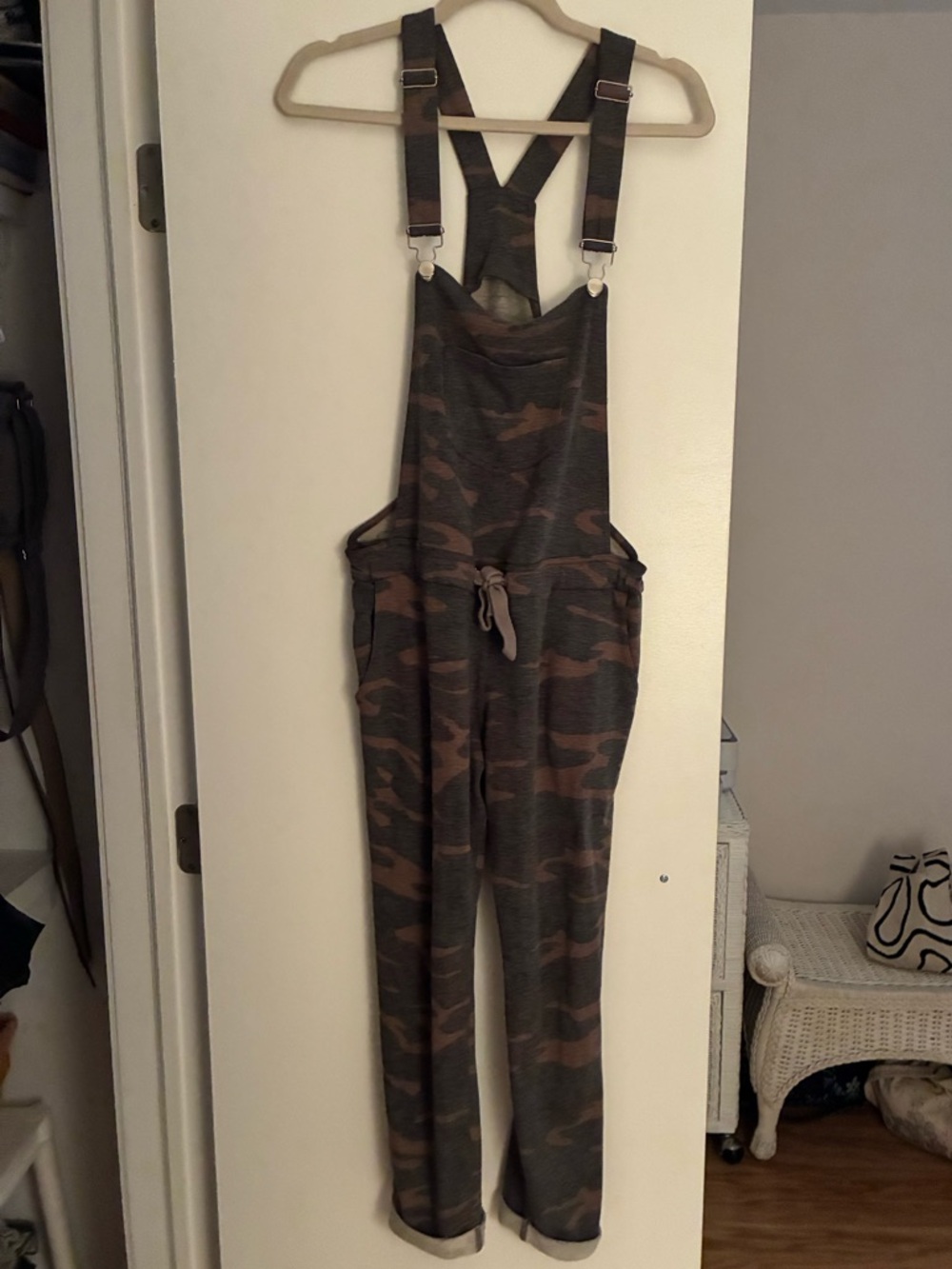 VENUS Camo Straight-Leg Overalls in Brown and Olive